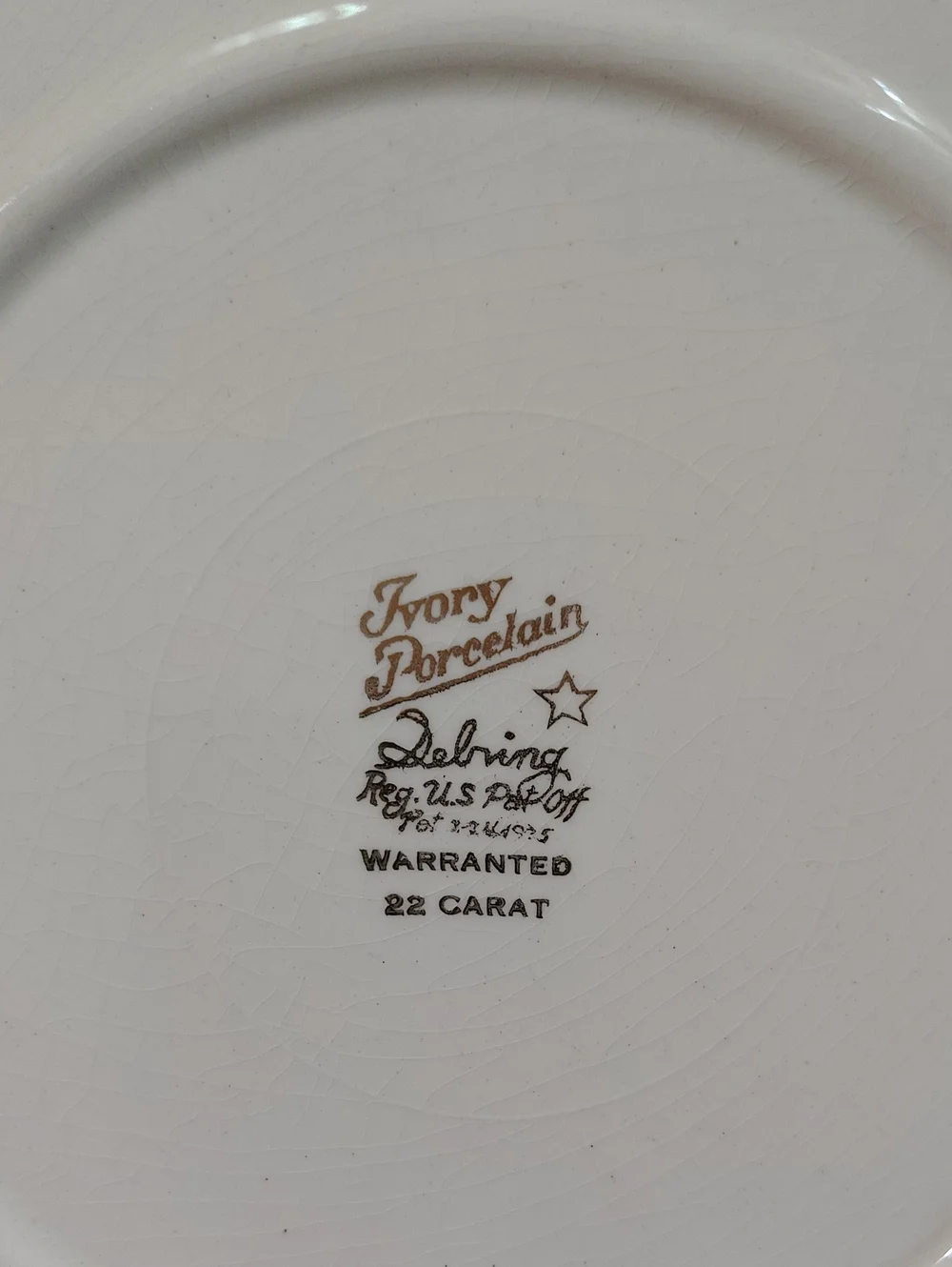 Antique 1925 Sebring Ivory Porcelain Plates With 22 Carat Gold Rims -2